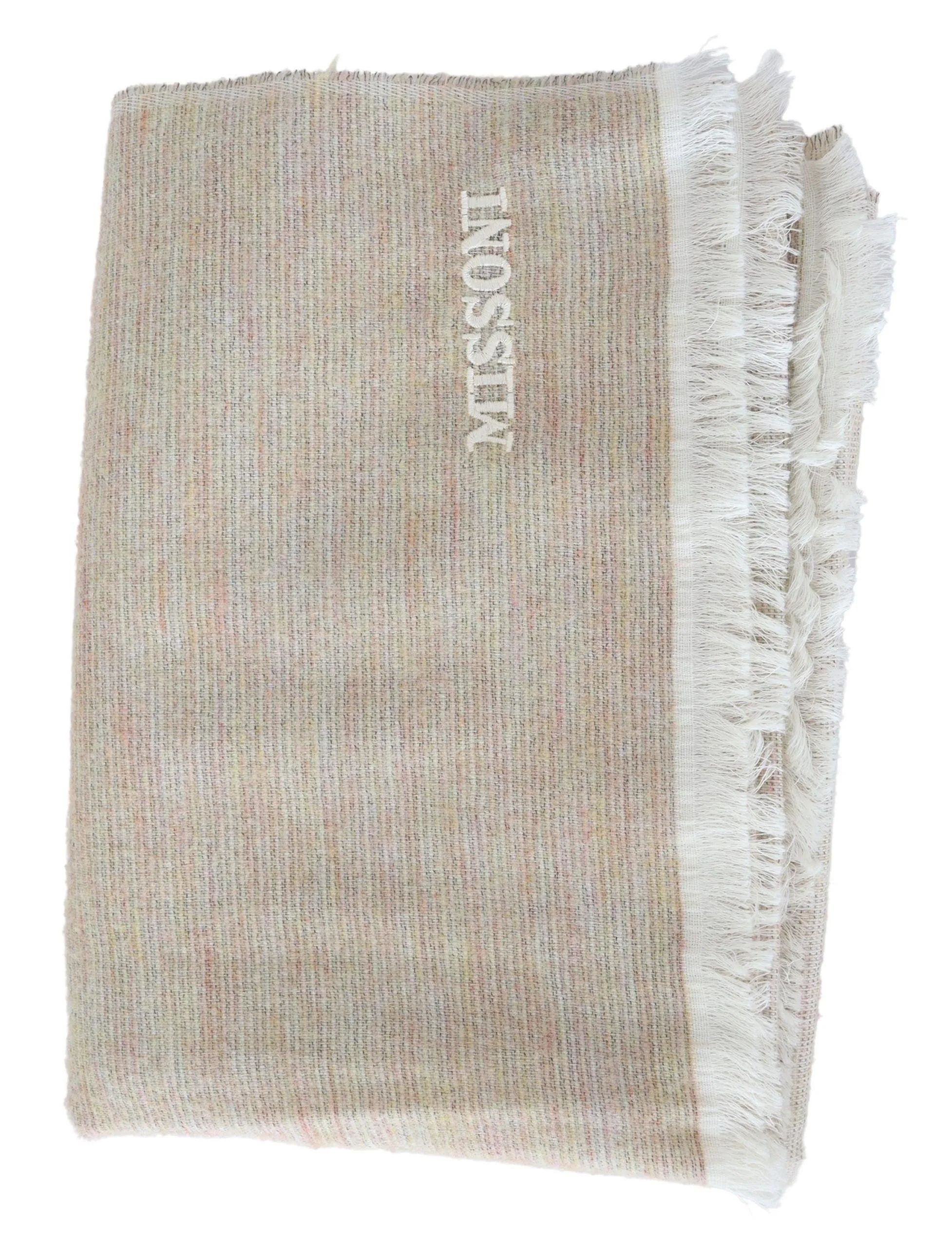 Missoni Multicolor Lined Wool Knit Neck Wrap Fringe Scarf