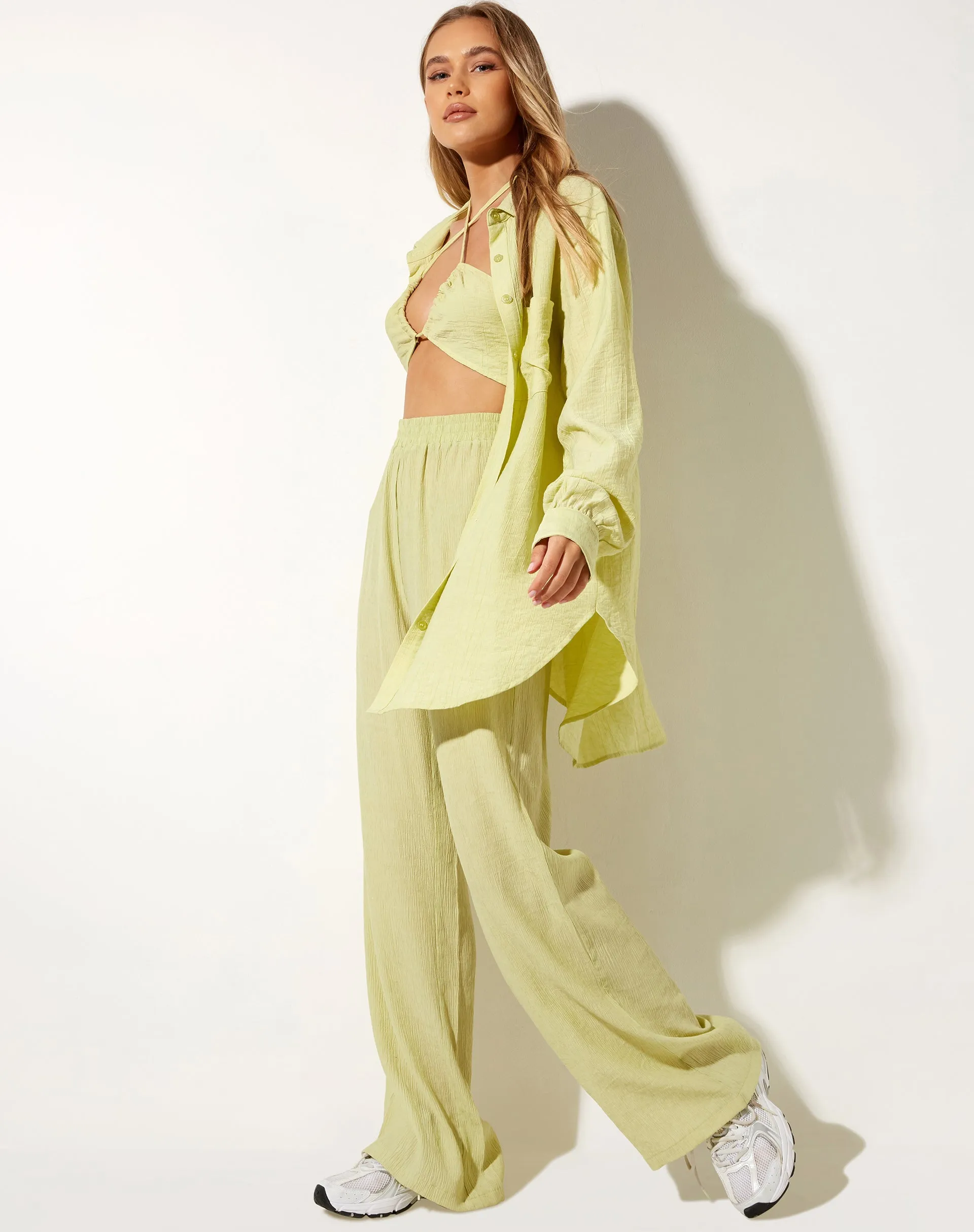 Obeli Trouser in Crinkle Sage