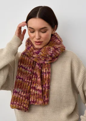 Oversized Alpaca Wool Scarf - Bordo & Khaki
