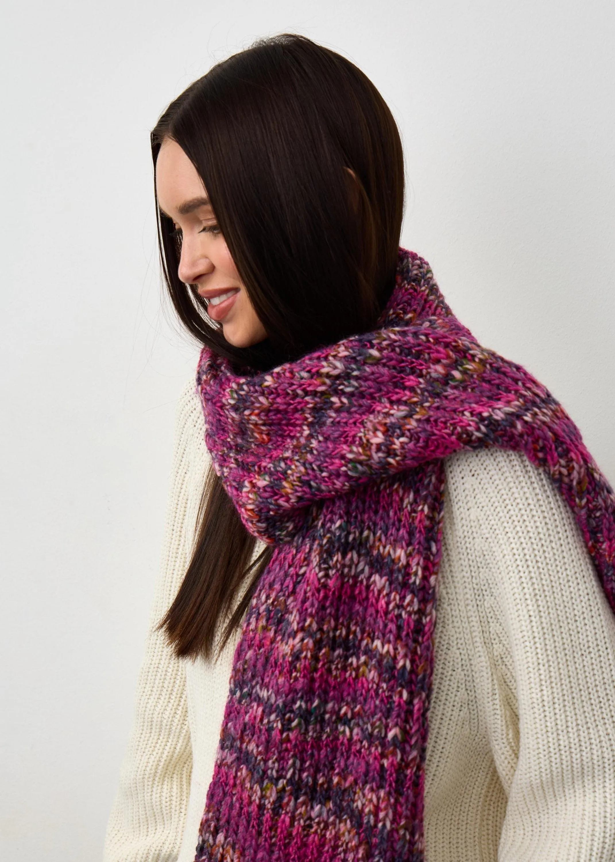 Oversized Alpaca Wool Scarf - Fucsia