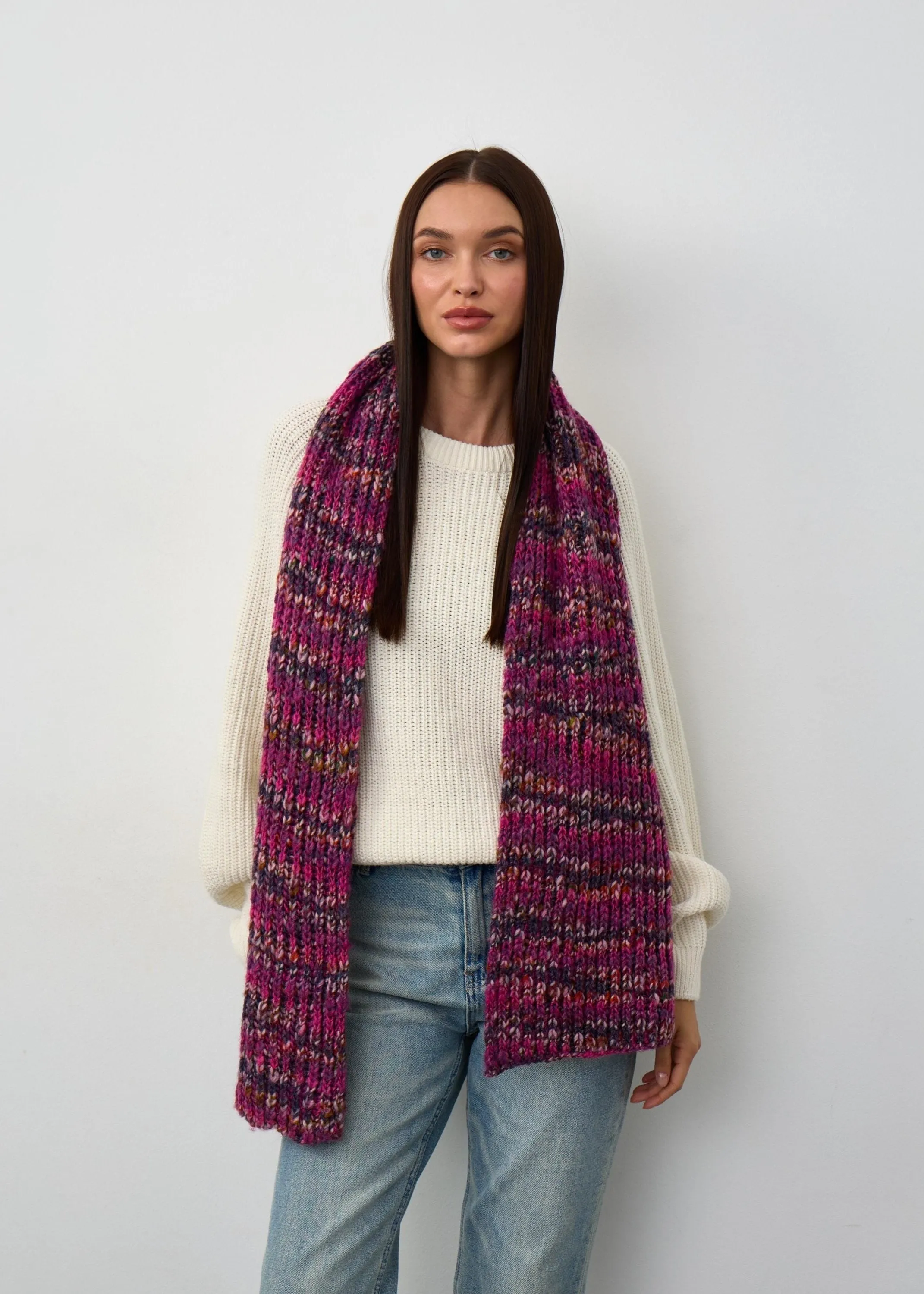 Oversized Alpaca Wool Scarf - Fucsia