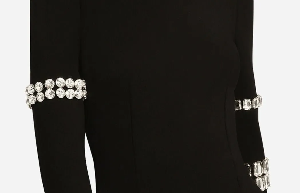 Pre Order:  Bejeweled Sleeve High-Neck Bodycon Dress