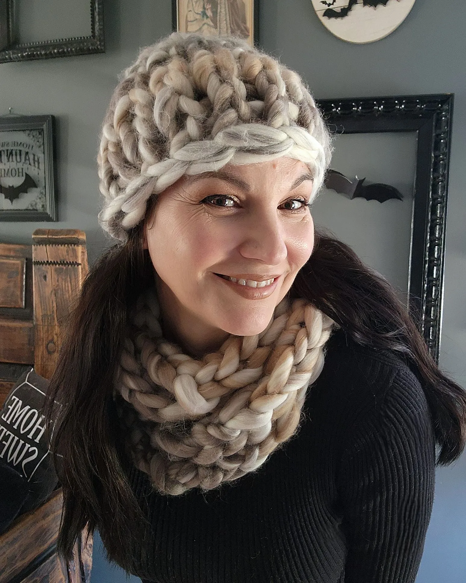 "Smoke and Ash"  Hand Knit Beanie Hat