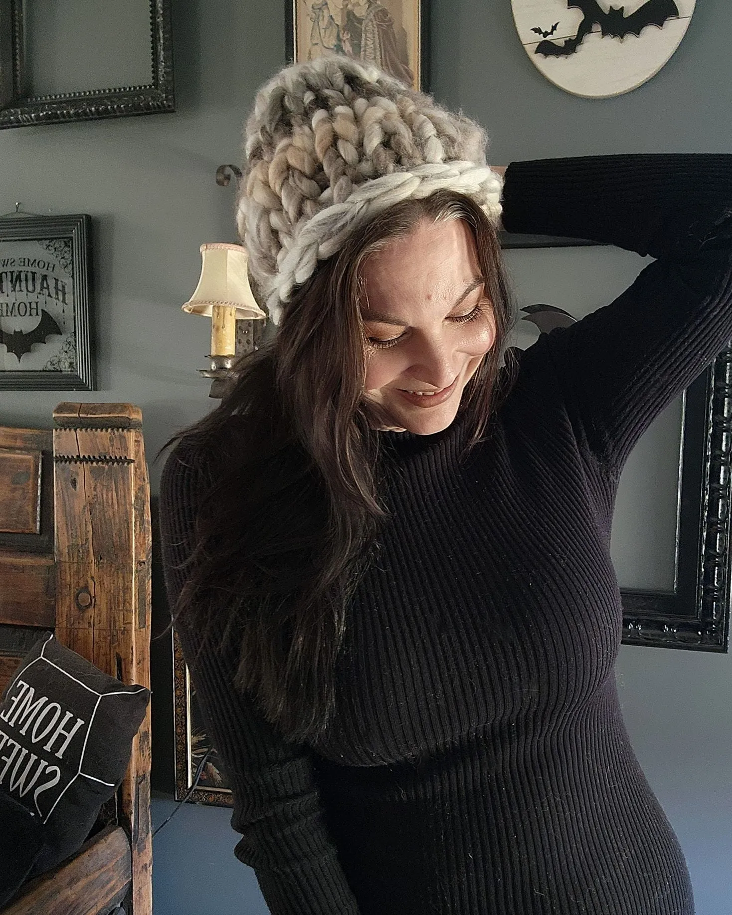 "Smoke and Ash"  Hand Knit Beanie Hat