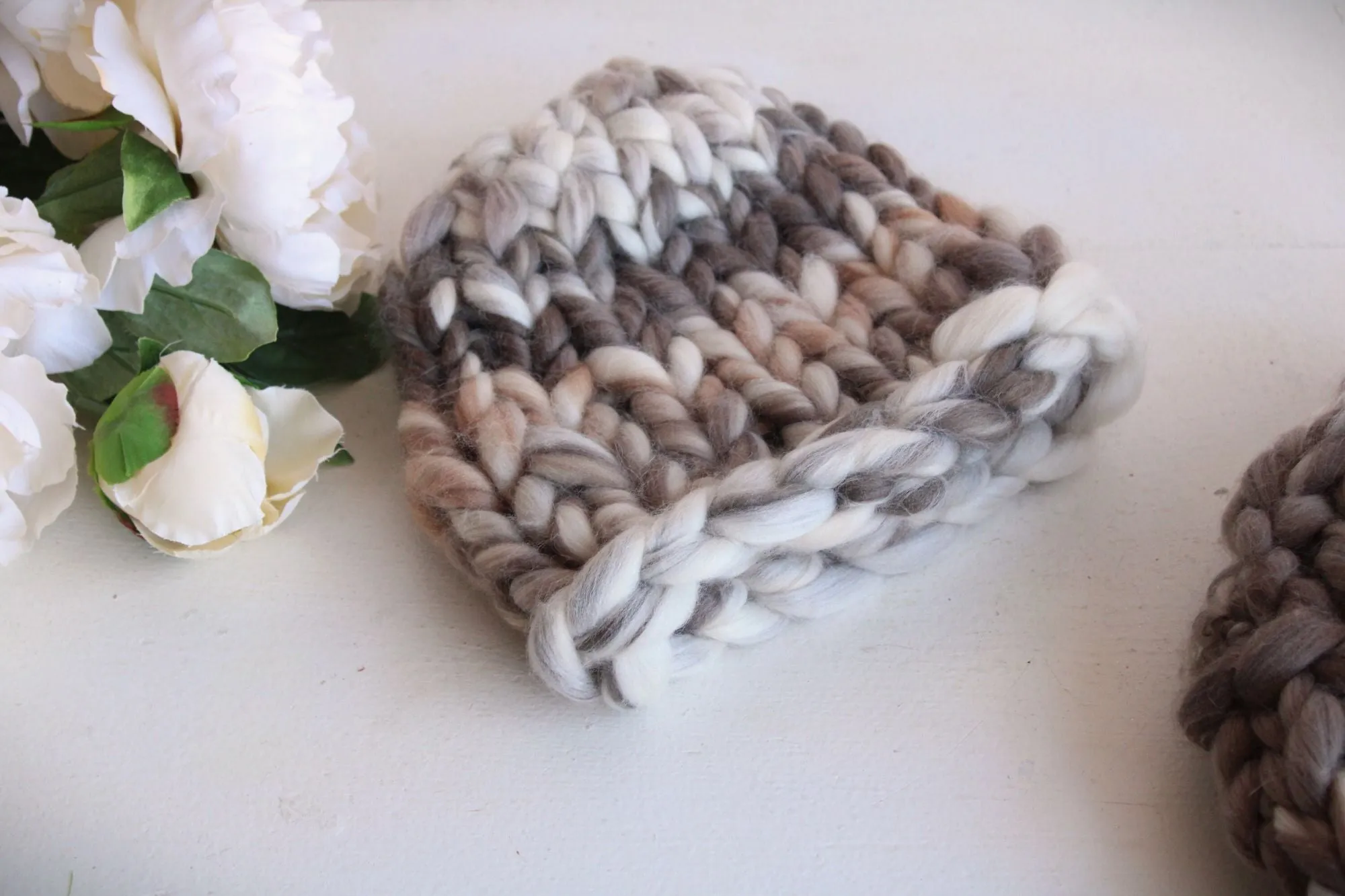 "Smoke and Ash"  Hand Knit Beanie Hat