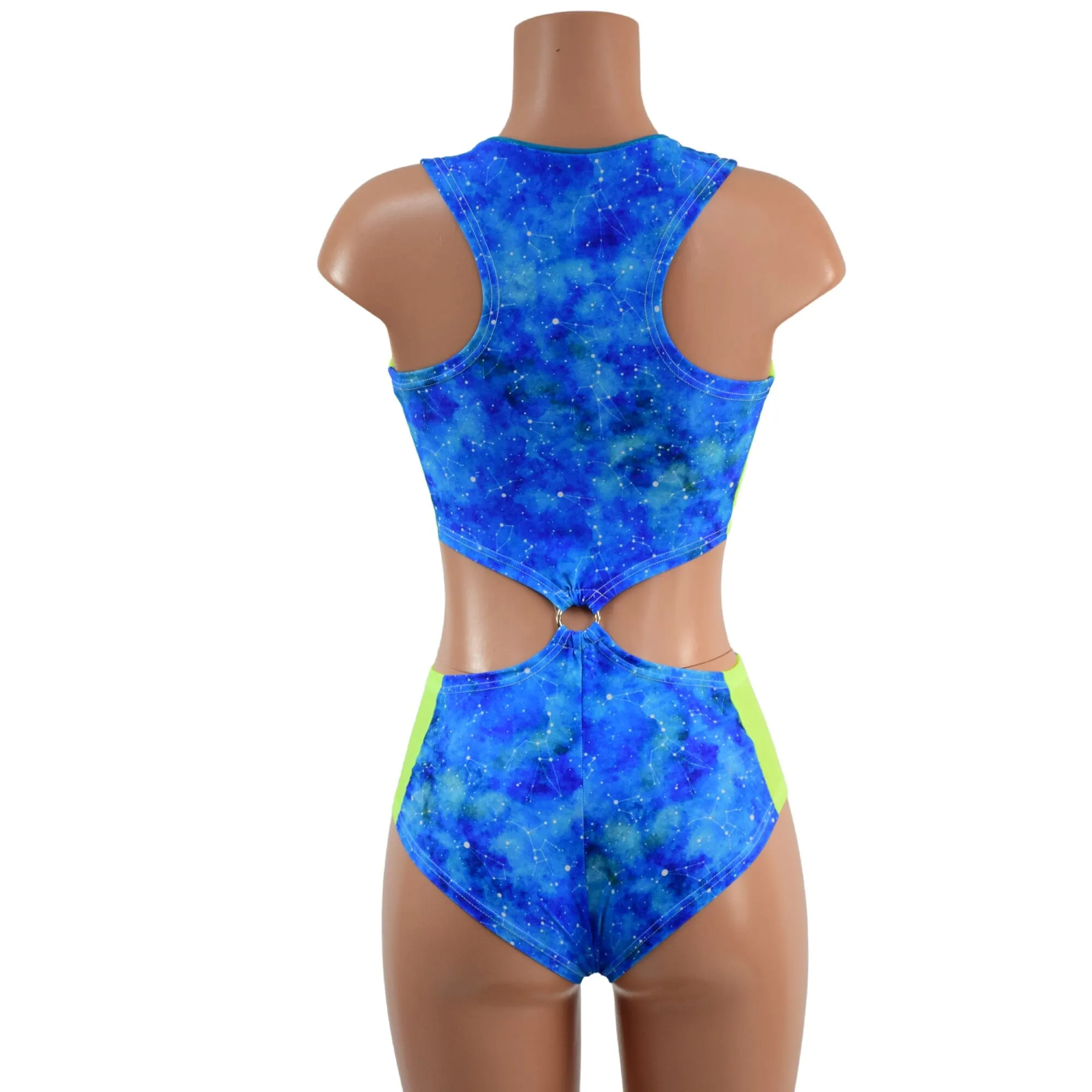 Racerback V Neck Romper with O-Rings and Siren Cut Leg