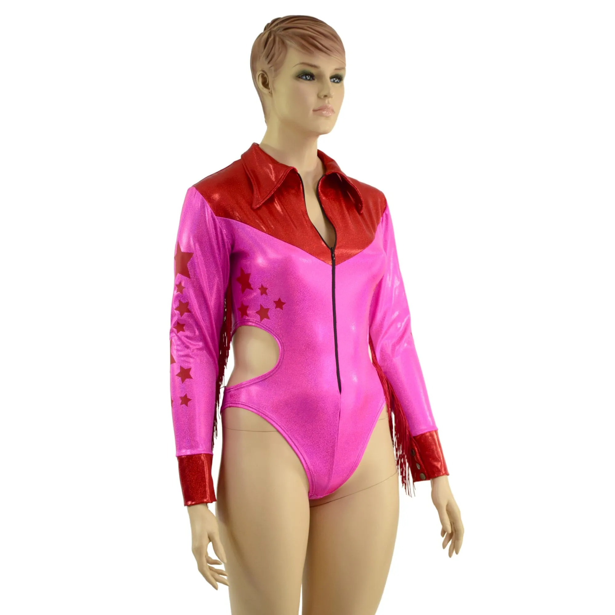 Rodeo Romper with Fringe, Vinyl Stars, and Hipnotic Cutouts