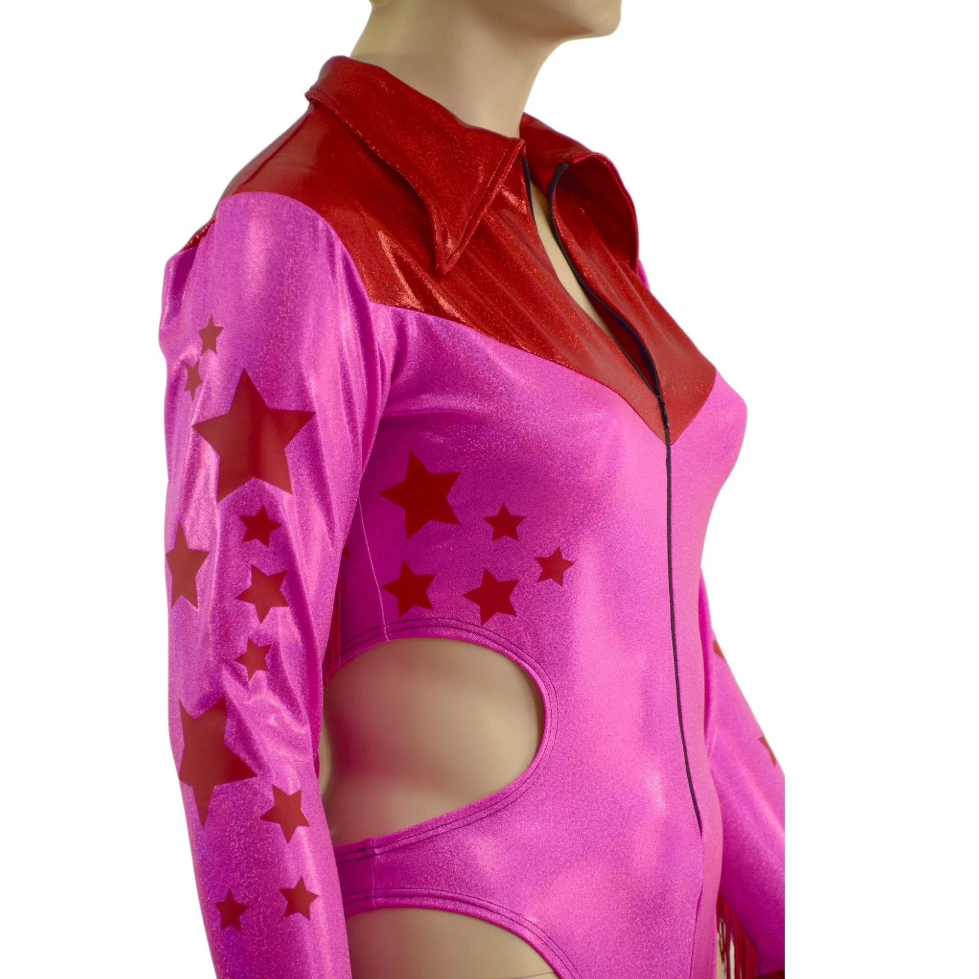 Rodeo Romper with Fringe, Vinyl Stars, and Hipnotic Cutouts