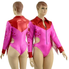 Rodeo Romper with Fringe, Vinyl Stars, and Hipnotic Cutouts