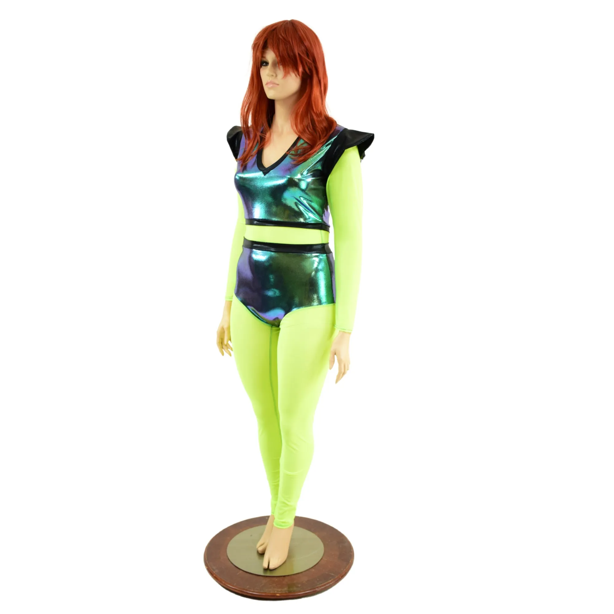 Scarab & Neon Yellow Mesh Catsuit