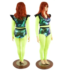 Scarab & Neon Yellow Mesh Catsuit