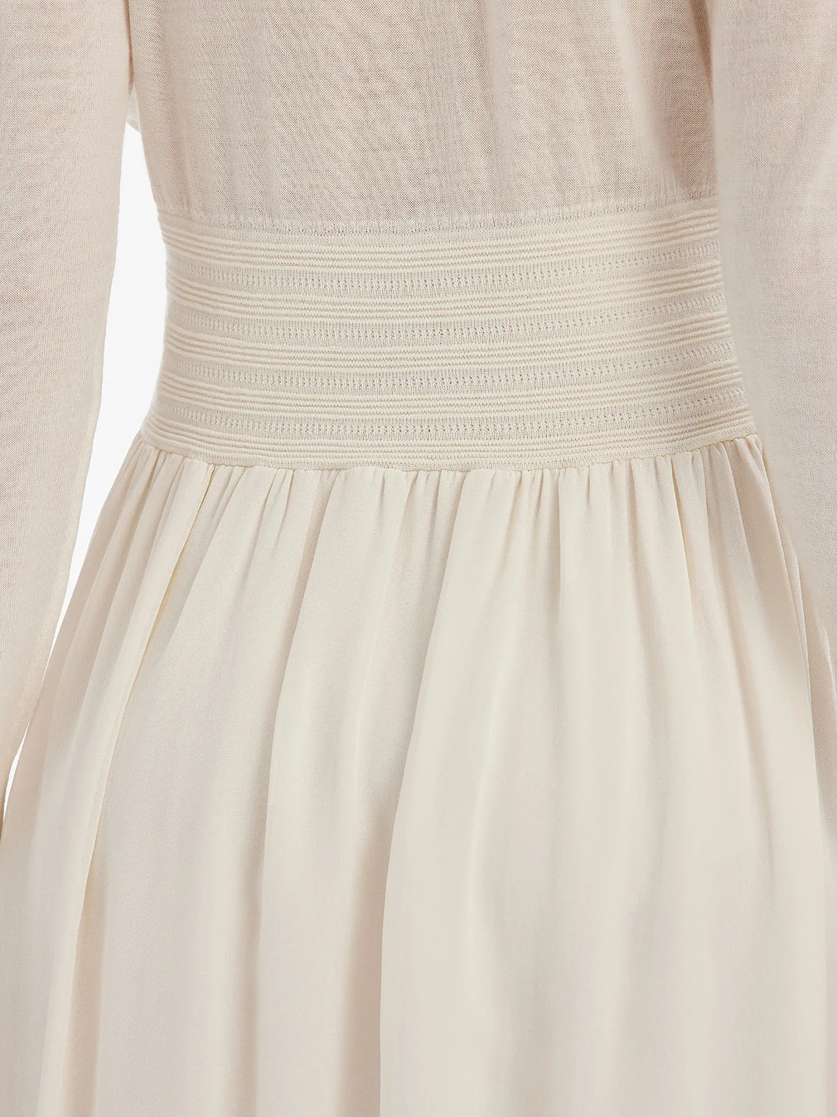 Silk-Wool Pleated Knit Dress