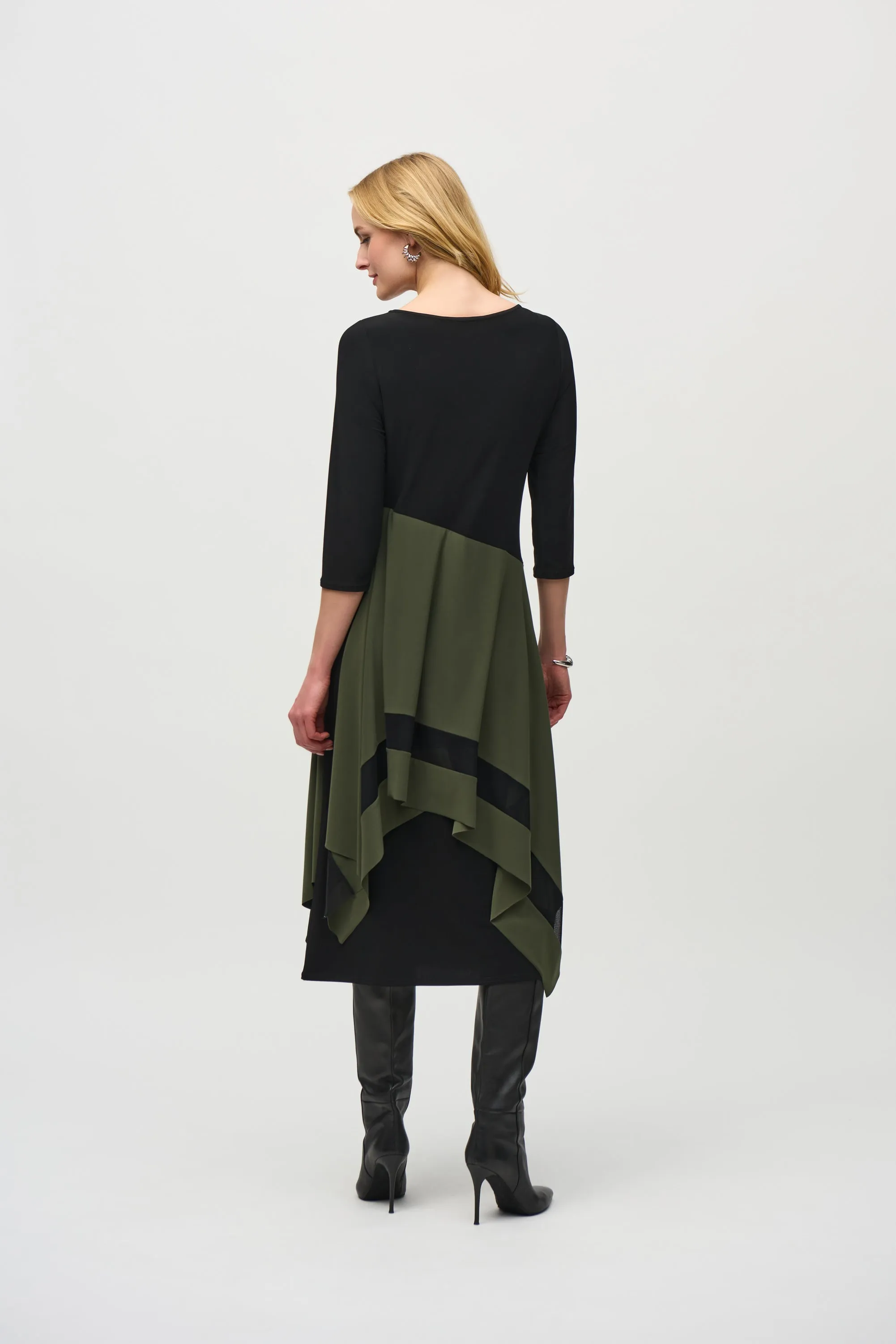 Silky Knit Colour Block Handkerchief Dress