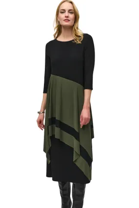 Silky Knit Colour Block Handkerchief Dress