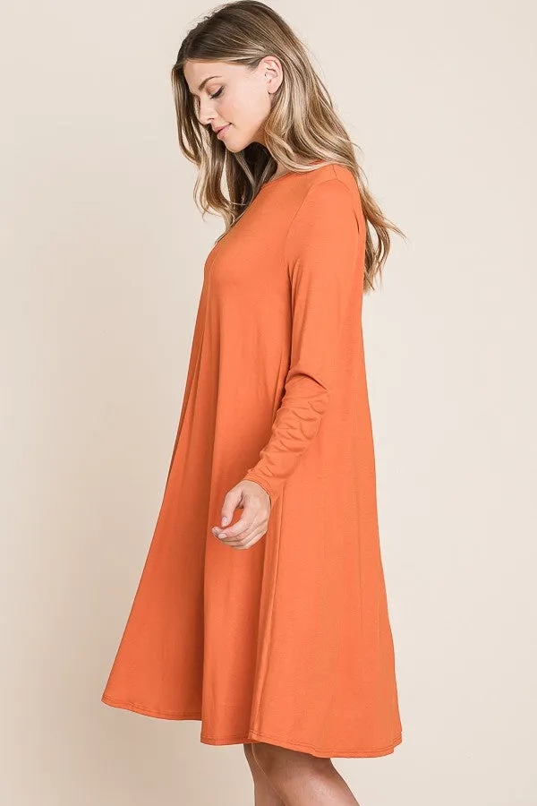 Solid Midi Dress Style 1189 in Pumpkin