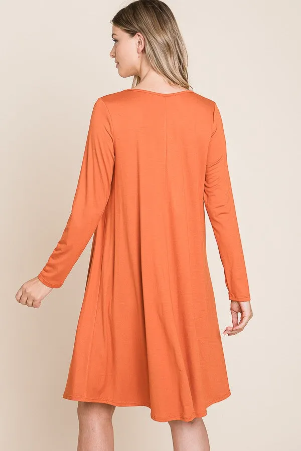 Solid Midi Dress Style 1189 in Pumpkin