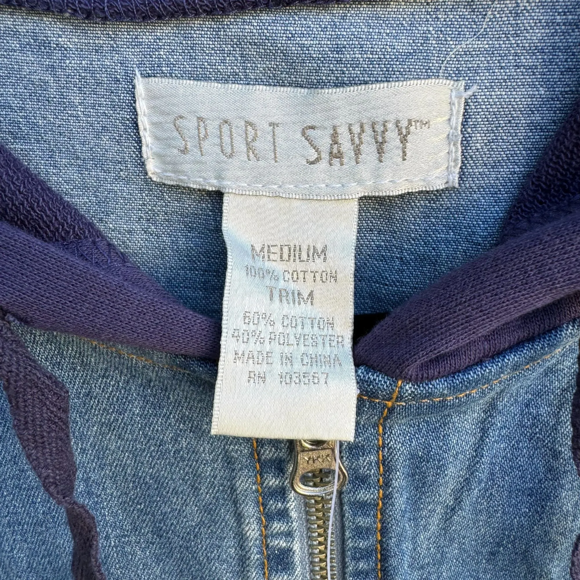 Sport Savvy Womens Denim Jacket Embroidered Top & Pants 3 Piece Set - New Medium