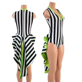 V Neck Tuxedo Back Romper with Siren Cut Leg